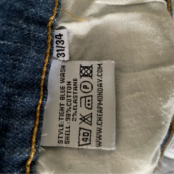 Cheap Monday jeans NWOT 31/34 straight skinny - Picture 4 of 6